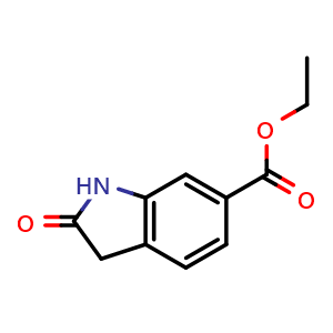Chemical structure of Ethyl 2-oxoindoline-6-carboxylate , CAS 954239-49-7, AChemBlock W170584