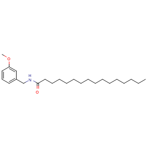 Chemical structure of N-(3-Methoxybenzyl)palmitamide , CAS 847361-96-0, AChemBlock W170597