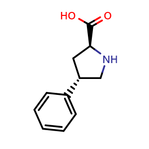 Chemical structure of (2S,4S)-4-phenylpyrrolidine-2-carboxylic acid , CAS 96314-26-0, AChemBlock W170646