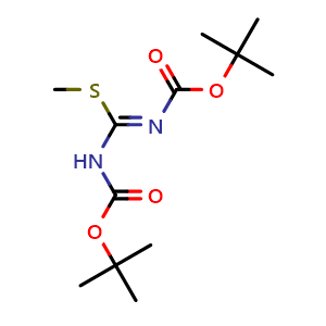 Chemical structure of 1,3-Bis(tert-butoxycarbonyl)-2-methyl-2-thiopseudourea , CAS 107819-90-9, AChemBlock W170662