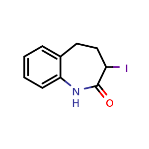 Chemical structure of 3-iodo-1,3,4,5-tetrahydro-2H-benzo[b]azepin-2-one , CAS 140700-64-7, AChemBlock W170674