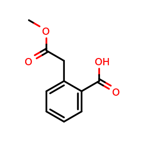 Chemical structure of 2-(2-methoxy-2-oxo-ethyl)benzoic acid , CAS 14736-50-6, AChemBlock W170688