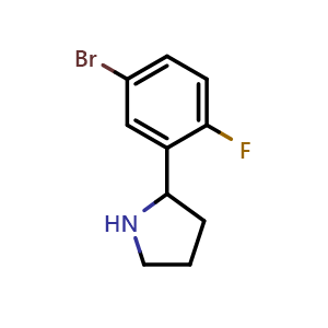 Chemical structure of 2-(5-bromo-2-fluorophenyl)pyrrolidine , CAS 1016535-20-8, AChemBlock W170692