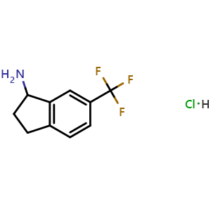 Chemical structure of 6-trifluoromethyl-indan-1-ylamine hydrochloride , CAS 68755-41-9, AChemBlock W170697