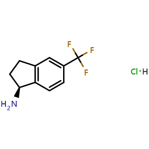 Chemical structure of (1S)-5-(trifluoromethyl)indanylamine hydrochloride , CAS 2514660-75-2, AChemBlock W170699