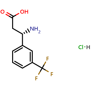 Chemical structure of (3S)-3-amino-3-[3-(trifluoromethyl)phenyl]propanoic acid hydrochloride , CAS 490034-86-1, AChemBlock W170701