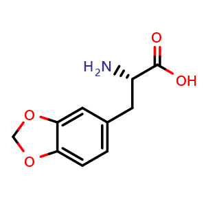 Chemical structure of (S)-2-Amino-3-(benzo[d][1,3]dioxol-5-yl)propanoic acid , CAS 32161-31-2, AChemBlock W170713