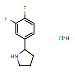 Chemical structure of 2-(3,4-difluorophenyl)pyrrolidine hydrochloride , CAS 1197234-09-5, AChemBlock W170726