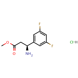 Chemical structure of methyl (3S)-3-amino-3-(3,5-difluorophenyl)propanoate hydrochloride , CAS 2703746-08-9, AChemBlock W170728