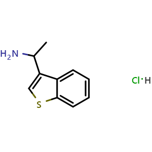 Chemical structure of 1-(1-benzothiophen-3-yl)ethan-1-amine hydrochloride , CAS 117234-06-7, AChemBlock W170734