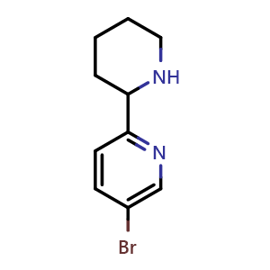 Chemical structure of 5-bromo-2-(piperidin-2-yl)pyridine , CAS 1270356-25-6, AChemBlock W170758