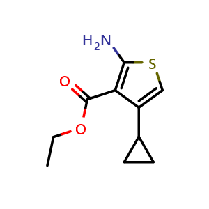 Chemical structure of ethyl 2-amino-4-cyclopropyl-thiophene-3-carboxylate , CAS 120109-75-3, AChemBlock W170785