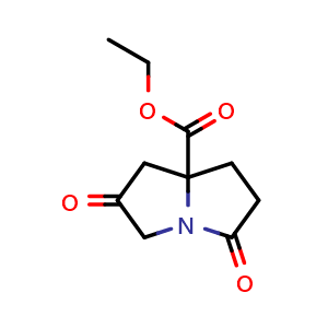 Chemical structure of Ethyl 2,5-Dioxohexahydro-1H-pyrrolizine-7a-carboxylate , CAS 942603-58-9, AChemBlock W170787