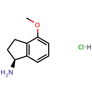 Chemical structure of (S)-4-methoxy-indan-1-ylamine hydrochloride , CAS 2820101-69-5, AChemBlock W170798