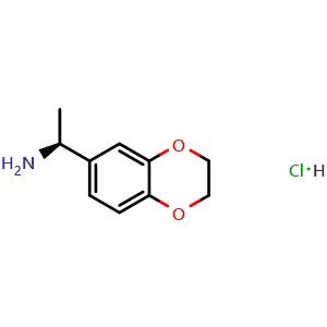 Chemical structure of (1S)-1-(2,3-dihydro-1,4-benzodioxin-6-yl)ethan-1-amine hydrochloride , CAS 2703941-87-9, AChemBlock W170800