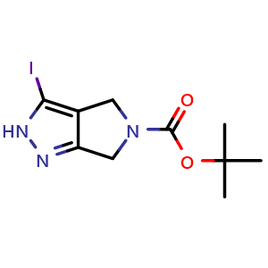 Chemical structure of tert-Butyl 3-iodo-2,6-dihydropyrrolo[3,4-c]pyrazole-5(4H)-carboxylate , CAS 657428-43-8, AChemBlock W170805