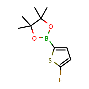 Chemical structure of 2-(5-fluorothiophen-2-yl)-4,4,5,5-tetramethyl-1,3,2-dioxaborolane , CAS 1253586-81-0, AChemBlock W170828
