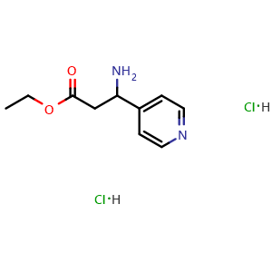 Chemical structure of ethyl 3-amino-3-(pyridin-4-yl)propanoate dihydrochloride , CAS 1955560-68-5, AChemBlock W170832