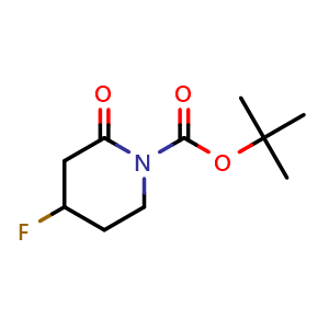 Chemical structure of tert-butyl 4-fluoro-2-oxo-piperidine-1-carboxylate , CAS 1255666-63-7, AChemBlock W170840