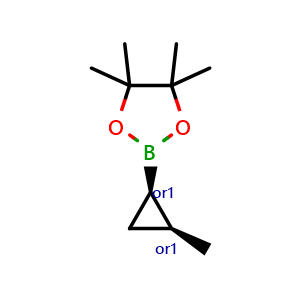 Chemical structure of 4,4,5,5-tetramethyl-2-[cis-2-methylcyclopropyl]-1,3,2-dioxaborolane , CAS 1309366-00-4, AChemBlock W170852