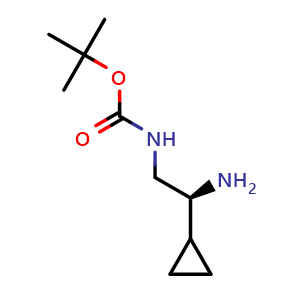Chemical structure of tert-Butyl (S)-(2-amino-2-cyclopropylethyl)carbamate , CAS 1269932-65-1, AChemBlock W170870