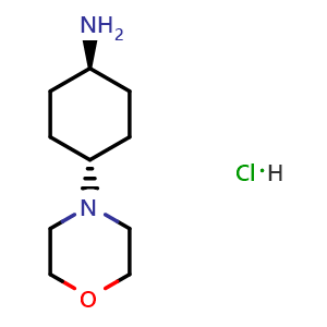 Chemical structure of trans-4-morpholinocyclohexanamine hydrochloride , CAS 1683576-26-2, AChemBlock W170875
