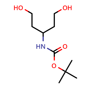Chemical structure of N-Boc-3-aminopentane-1,5-diol , CAS 1092775-83-1, AChemBlock W170880