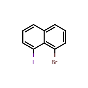 Chemical structure of 1-bromo-8-iodo-naphthalene , CAS 4044-58-0, AChemBlock W170890