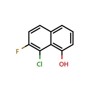 Chemical structure of 8-chloro-7-fluoro-naphthalen-1-ol , CAS 2375588-90-0, AChemBlock W170891