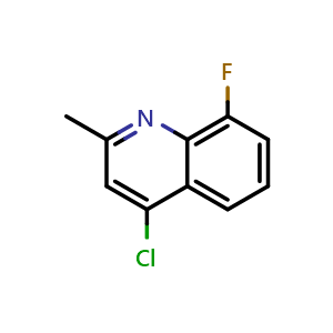 Chemical structure of 4-chloro-8-fluoro-2-methylquinoline , CAS 18615-59-3, AChemBlock W170894