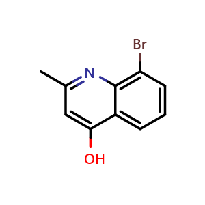 Chemical structure of 8-bromo-4-hydroxy-2-methylquinoline , CAS 1201-08-7, AChemBlock W170907