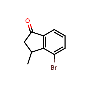 Chemical structure of 4-bromo-3-methyl-2,3-dihydro-1h-inden-1-one , CAS 102539-53-7, AChemBlock W170921