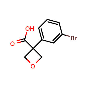 Chemical structure of 3-(3-bromophenyl)oxetane-3-carboxylic acid , CAS 1363381-80-9, AChemBlock W170924