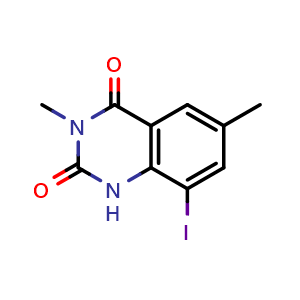 Chemical structure of 8-iodo-3,6-dimethyl-1H-quinazoline-2,4-dione , CAS 2891599-20-3, AChemBlock W170928