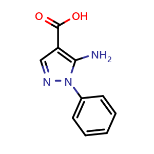 Chemical structure of 5-amino-1-phenyl-1H-pyrazole-4-carboxylic acid , CAS 51649-80-0, AChemBlock W170930