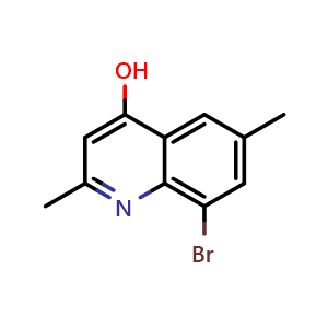Chemical structure of 8-Bromo-2,6-dimethyl-4-hydroxyquinoline , CAS 1153001-12-7, AChemBlock W170937