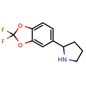 Chemical structure of 2,2-difluoro-5-pyrrolidin-2-ylbenzo[d]1,3-dioxolane , CAS 1270548-38-3, AChemBlock W170951