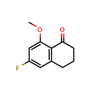 Chemical structure of 6-fluoro-8-methoxy-1,2,3,4-tetrahydronaphthalen-1-one , CAS 1273612-07-9, AChemBlock W170953