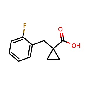 Chemical structure of 1-[(2-fluorophenyl)methyl]cyclopropane-1-carboxylic acid , CAS 1267316-41-5, AChemBlock W170954