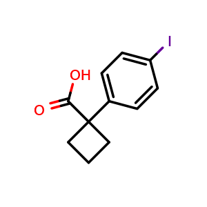 Chemical structure of 1-(4-Iodophenyl)cyclobutanecarboxylic Acid , CAS 630382-89-7, AChemBlock W170955