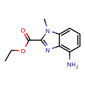 Chemical structure of ethyl 4-amino-1-methyl-benzimidazole-2-carboxylate , CAS 2091836-84-7, AChemBlock W170980