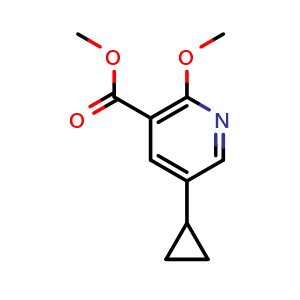 Chemical structure of Methyl 5-cyclopropyl-2-methoxynicotinate , CAS 888499-96-5, AChemBlock W170985
