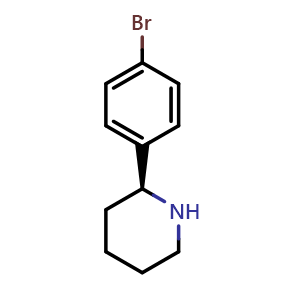 Chemical structure of (2S)-2-(4-bromophenyl)piperidine , CAS 1228559-45-2, AChemBlock W170991