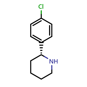Chemical structure of (2R)-2-(4-chlorophenyl)piperidine , CAS 1213093-23-2, AChemBlock W170993