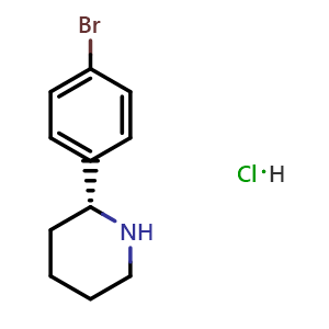 Chemical structure of (2R)-2-(4-bromophenyl)piperidine hydrochloride , CAS 1391389-94-8, AChemBlock W171012
