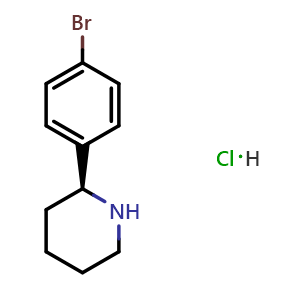 Chemical structure of (2S)-2-(4-bromophenyl)piperidine hydrochloride , CAS 1391410-27-7, AChemBlock W171013
