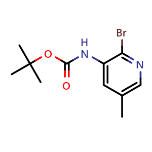 Chemical structure of tert-butyl N-(2-bromo-5-methyl-3-pyridyl)carbamate , CAS 1860600-78-7, AChemBlock W171015
