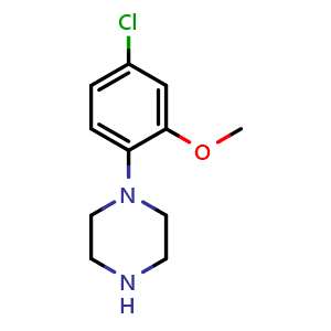 Chemical structure of 1-(4-chloro-2-methoxyphenyl)piperazine , CAS 89989-01-5, AChemBlock W171021