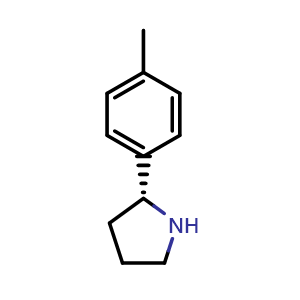 Chemical structure of (2R)-2-(4-methylphenyl)pyrrolidine , CAS 1227908-77-1, AChemBlock W171031