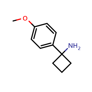 Chemical structure of 1-(4-Methoxyphenyl)cyclobutanamine , CAS 1017387-07-3, AChemBlock W171033